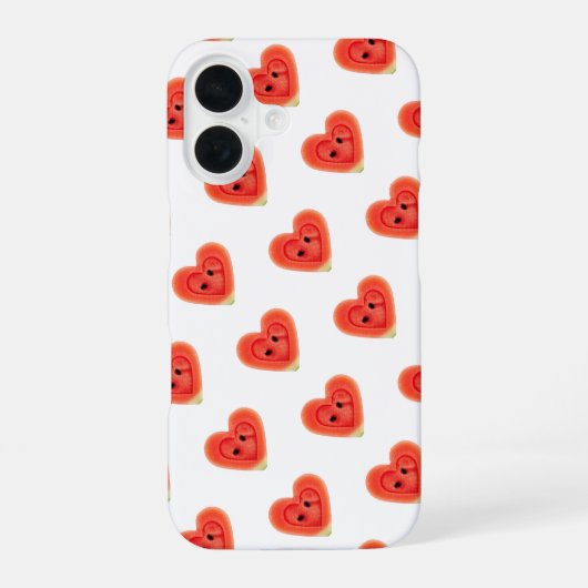 スイカのスライス ハート iPhone 16ケース (裏面)