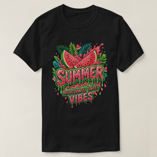 スイカのスライス - 夏のスイカの雰囲気 Tシャツ (デザイン正面)