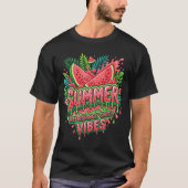 スイカのスライス - 夏のスイカの雰囲気 Tシャツ (正面)