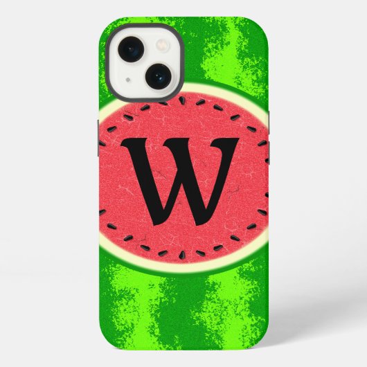 スイカのスライス 夏の果物と皮のモノグラム iPhoneケース (裏面)
