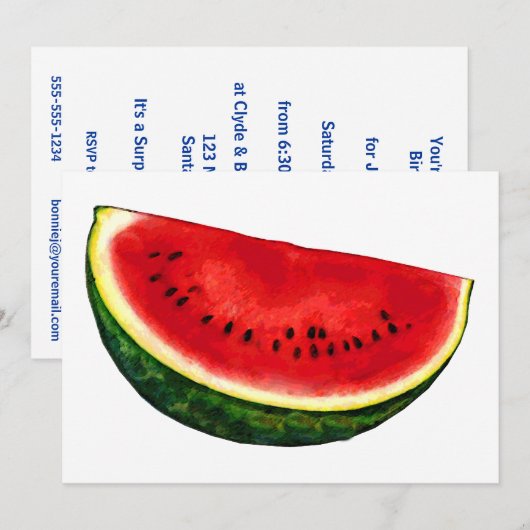 スイカのスライス 招待状 (正面/裏面)