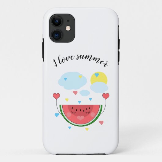 スイカのスライス、文字、"私は夏が大好き" Case-Mate iPhoneケース (裏面)