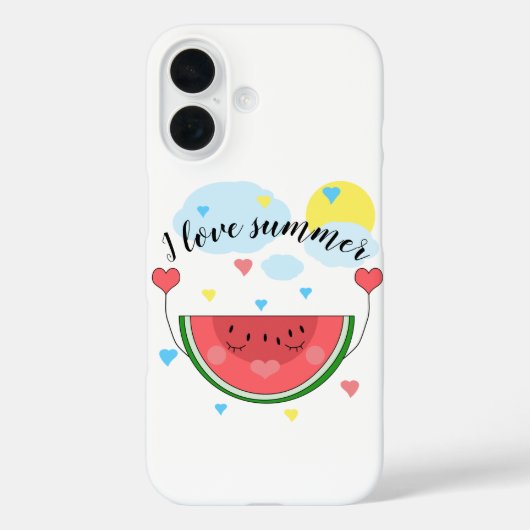スイカのスライス、文字、"私は夏が大好き" Case-Mate iPhoneケース (裏面)