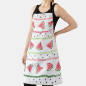 スイカのスライス:水色シームレストライプのス エプロン (インサイチュ)
