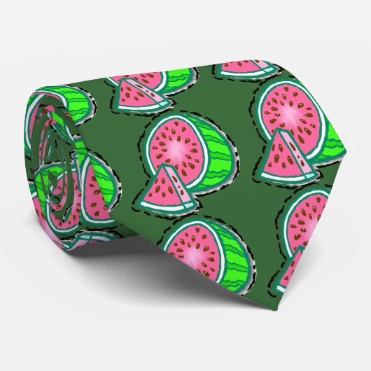スイカのタイ(暗い) ネクタイ (ロール)