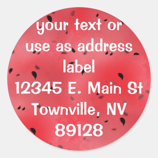 スイカのテクスチャ背景 ラウンドシール (正面)