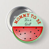 スイカのテーマのベビーシャワーボタンがあるお母さん 缶バッジ (正面&裏面)