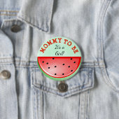 スイカのテーマのベビーシャワーボタンがあるお母さん 缶バッジ (インサイチュ)