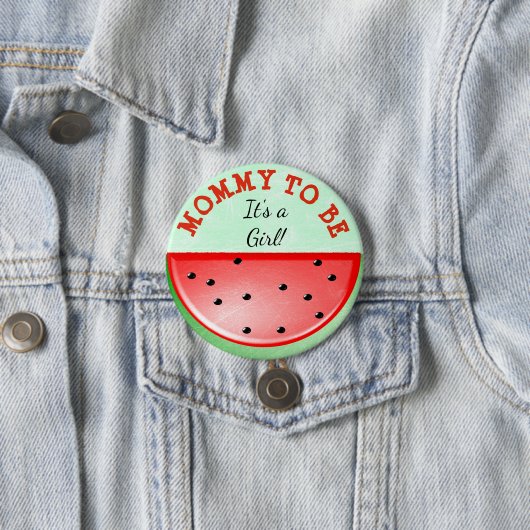 スイカのテーマのベビーシャワーボタンがあるお母さん 缶バッジ (インサイチュ)