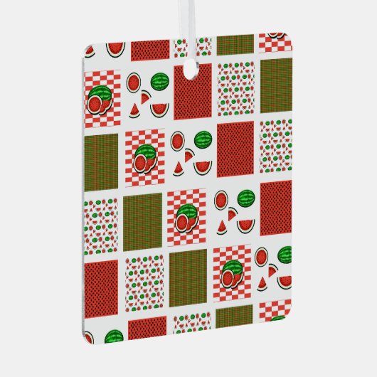 スイカのパッチワーク メタルオーナメント (正面右)