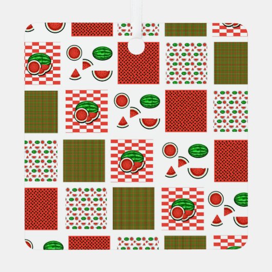 スイカのパッチワーク メタルオーナメント (裏面)