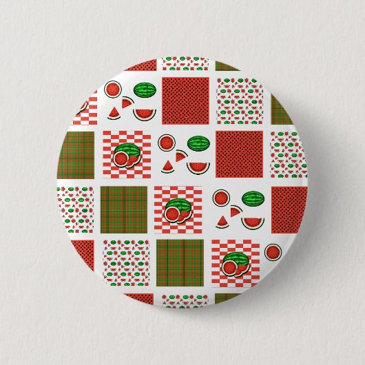 スイカのパッチワーク 缶バッジ (正面)