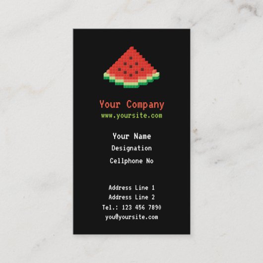 スイカのピクセルアート垂直 名刺 (正面)