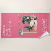 スイカのピンクのシャーベット | 南国サマービーチ ビーチタオル (正面)