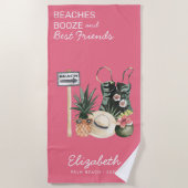 スイカのピンクのシャーベット | 南国サマービーチ ビーチタオル (正面)