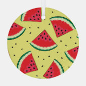 スイカのピース：夏の黄色のパターン ガラスオーナメント (裏面)