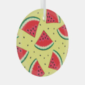 スイカのピース：夏の黄色のパターン ガラスオーナメント (正面右)