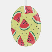 スイカのピース：夏の黄色のパターン ガラスオーナメント (正面左)