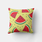 スイカのピース：夏の黄色のパターン クッション (裏面)