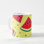 スイカのピース：夏の黄色のパターン コーヒーマグカップ (正面左)