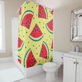 スイカのピース：夏の黄色のパターン シャワーカーテン (インサイチュ)