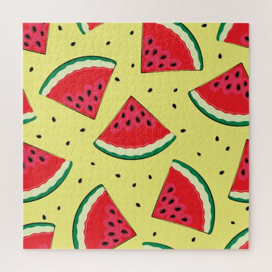 スイカのピース：夏の黄色のパターン ジグソーパズル (縦)