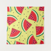 スイカのピース：夏の黄色のパターン タペストリー (正面(横))