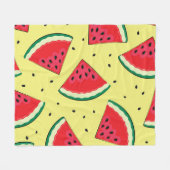 スイカのピース：夏の黄色のパターン フリースブランケット (正面(横))