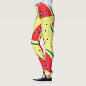 スイカのピース：夏の黄色のパターン レギンス (左)
