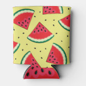 スイカのピース:夏の黄色のパターン 缶クーラー (正面)