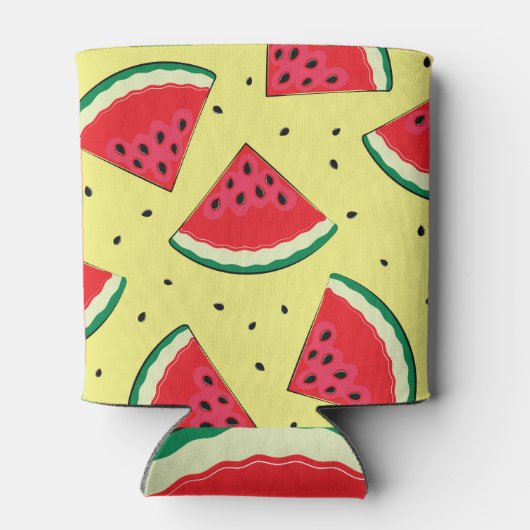 スイカのピース:夏の黄色のパターン 缶クーラー (裏面)