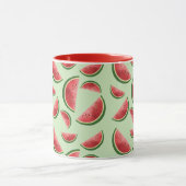 スイカのフルーツスライスが緑にパターン マグカップ (中央)