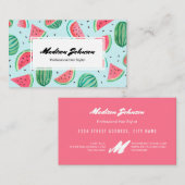 スイカのフルーツモノグラムカスタム | 名刺 (正面/裏面)