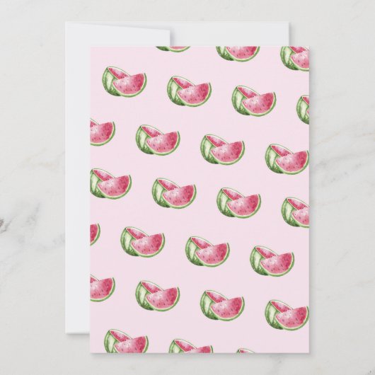 スイカのベビーシャワーの招待状のピンクの女の子 招待状 (裏面)