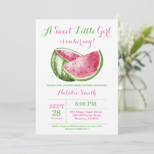 スイカのベビーシャワーの招待状 招待状 (スタンド正面)