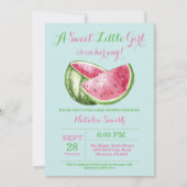 スイカのベビーシャワーの水のティール(緑がかった色)のターコイズ 招待状 (正面)