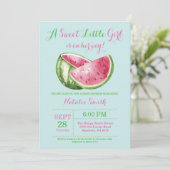 スイカのベビーシャワーの水のティール(緑がかった色)のターコイズ 招待状 (スタンド正面)