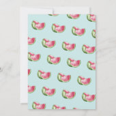 スイカのベビーシャワーの水のティール(緑がかった色)のターコイズ 招待状 (裏面)