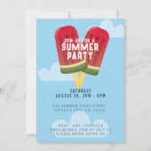 スイカのポップシクルアイスクリームサマーパーティー 招待状 (正面)
