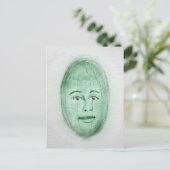 スイカのマンポストカ風変わりー – アートグリーンホワイト ポストカード (スタンド正面)