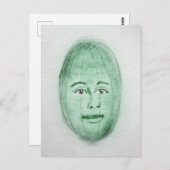 スイカのマンポストカ風変わりー – アートグリーンホワイト ポストカード (正面/裏面)