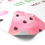 スイカの一つメロンウェルカム1歳の誕生日 ポスター (角)