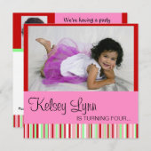 スイカの写真の赤いピンクの招待状 招待状 (正面/裏面)