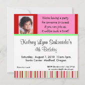 スイカの写真の赤いピンクの招待状 招待状 (裏面)