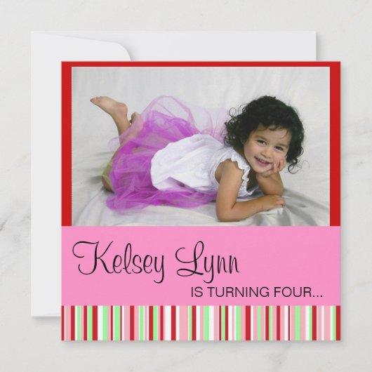 スイカの写真の赤いピンクの招待状 招待状 (正面)