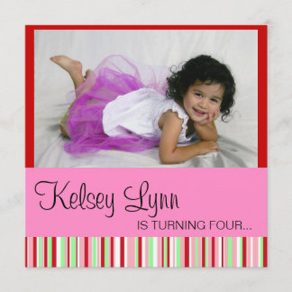 スイカの写真の赤いピンクの招待状 招待状