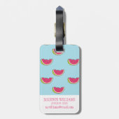 スイカの切り身をティール（緑がかった色）パターン ラゲッジタグ (裏面縦)