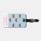 スイカの切り身をティール（緑がかった色）パターン ラゲッジタグ (裏面横)