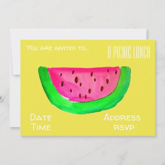 スイカの夏のピクニック昼食のパーティー 招待状 (正面)