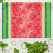 スイカの夏のフルーツストライプの実 キッチンタオル (折り畳み)